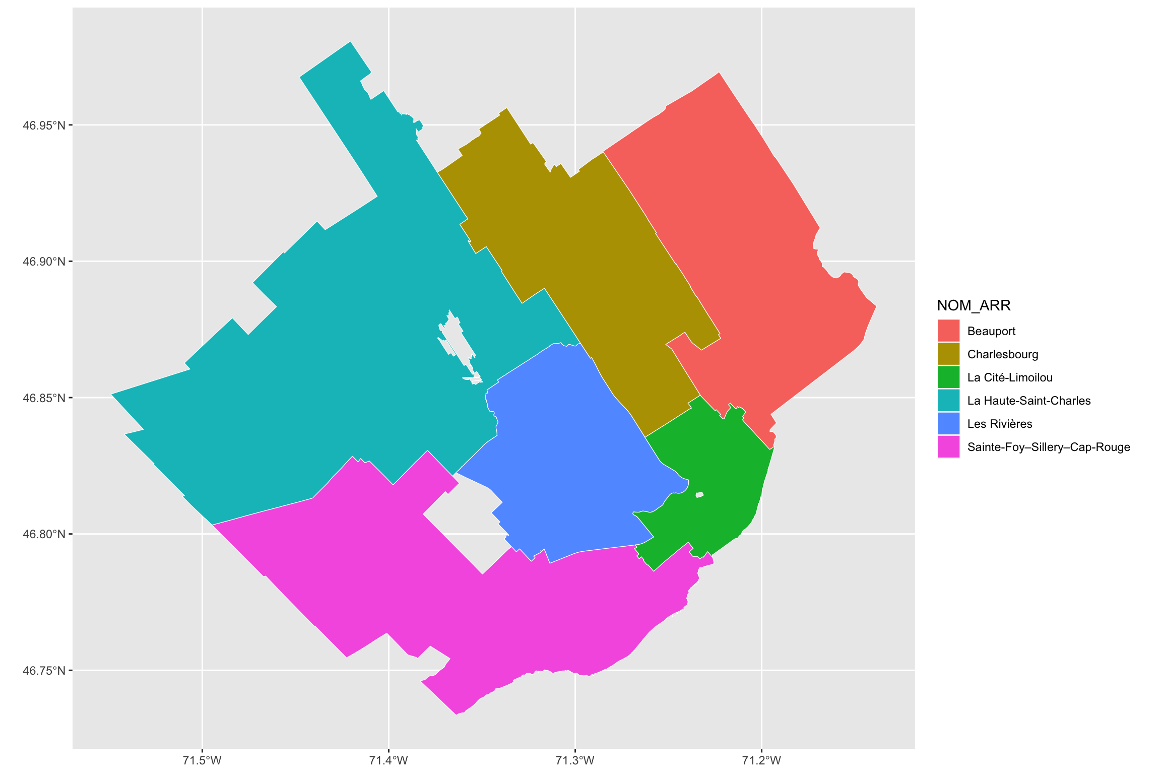 Carte des arrondissements