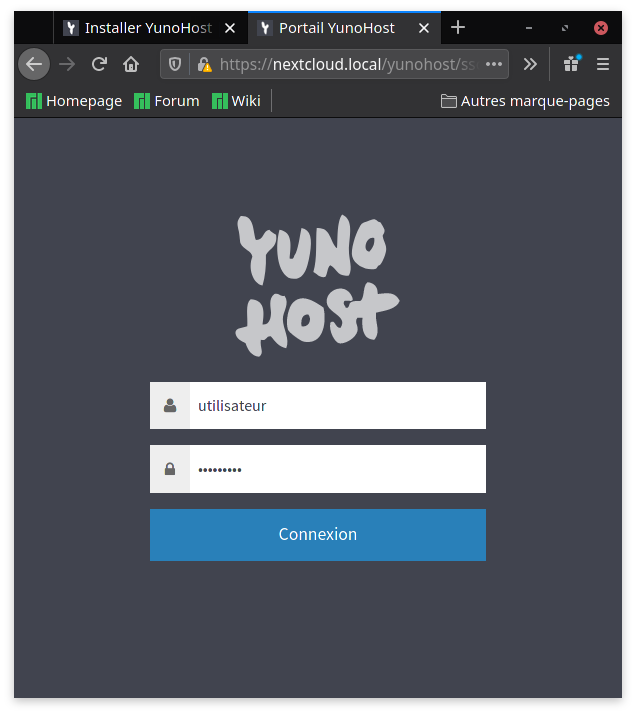 Connexion YunoHost