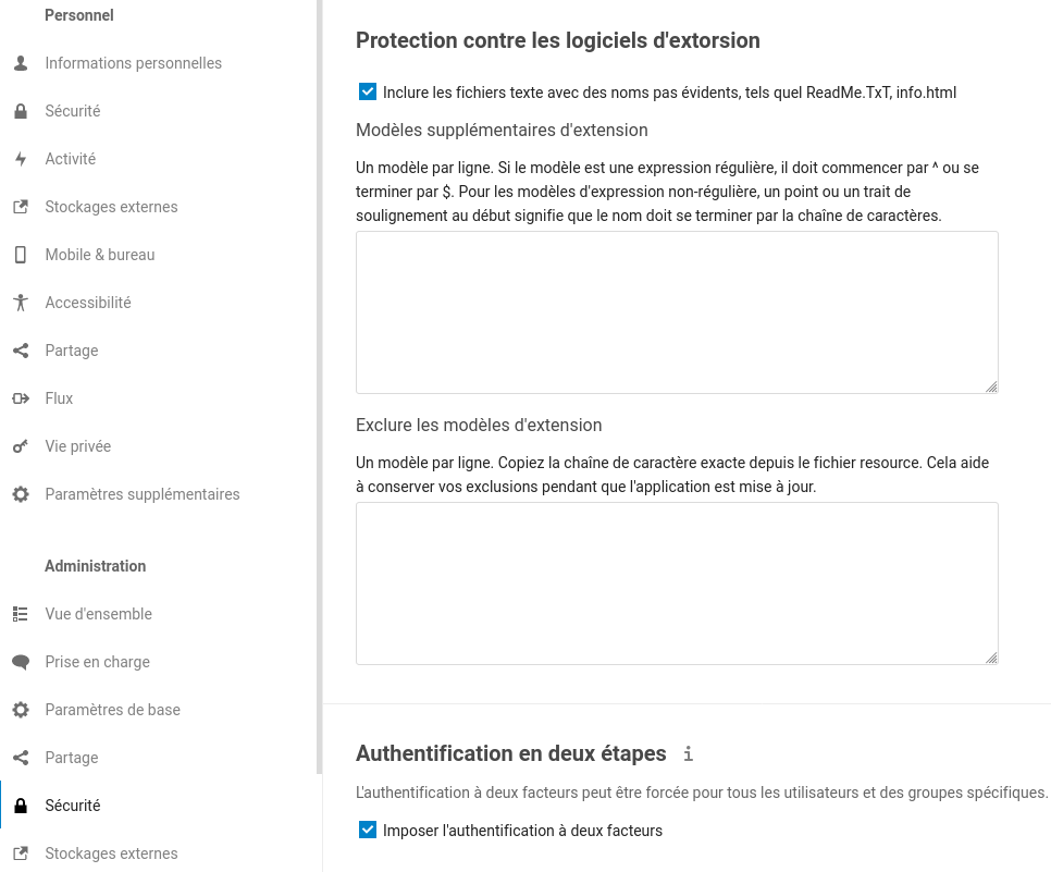 Option pour imposer le 2FA