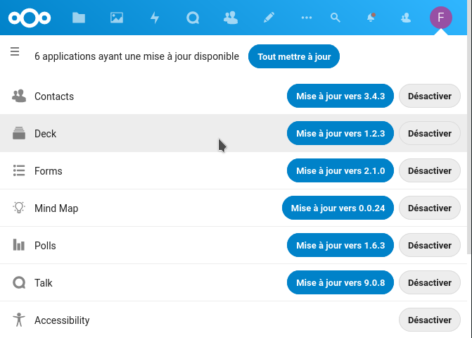 Mise à jour des applications