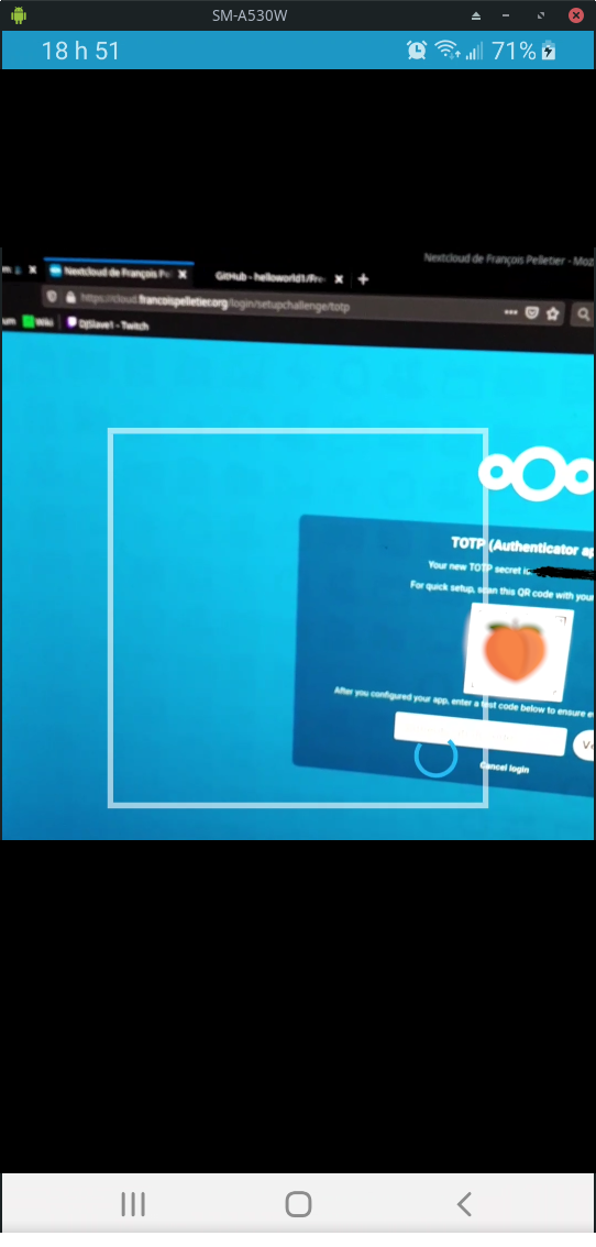 Prise de photo du QR