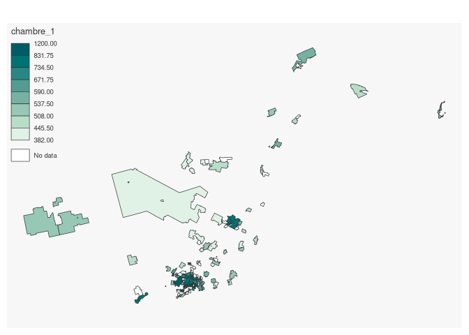 Carte du coût moyen des 3 1/2 au Québec (mapsf)
