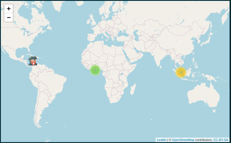 Carte Leaflet des attaques de piraterie maritime en janvier 2015